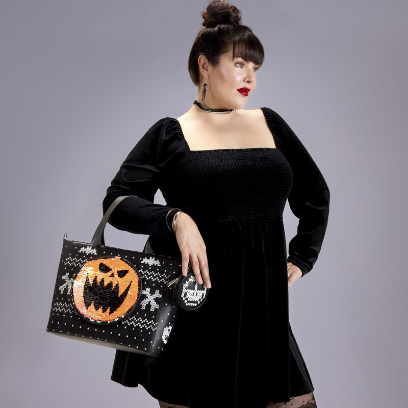 The Nightmare Before Christmas Jack Skellington Reversible Sequins Tote Crossbody Bag with Coin Bag LFlifestyle3 view 4